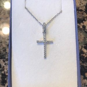 STERLING SILVER AUSTRIAN CRYSTAL CROSS 94.00 NWT